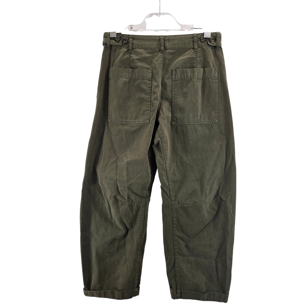 Pistola Olive Green Cotton Barrel Leg Utility Pants Size 26 Cropped Gorpcore - Picture 3 of 11
